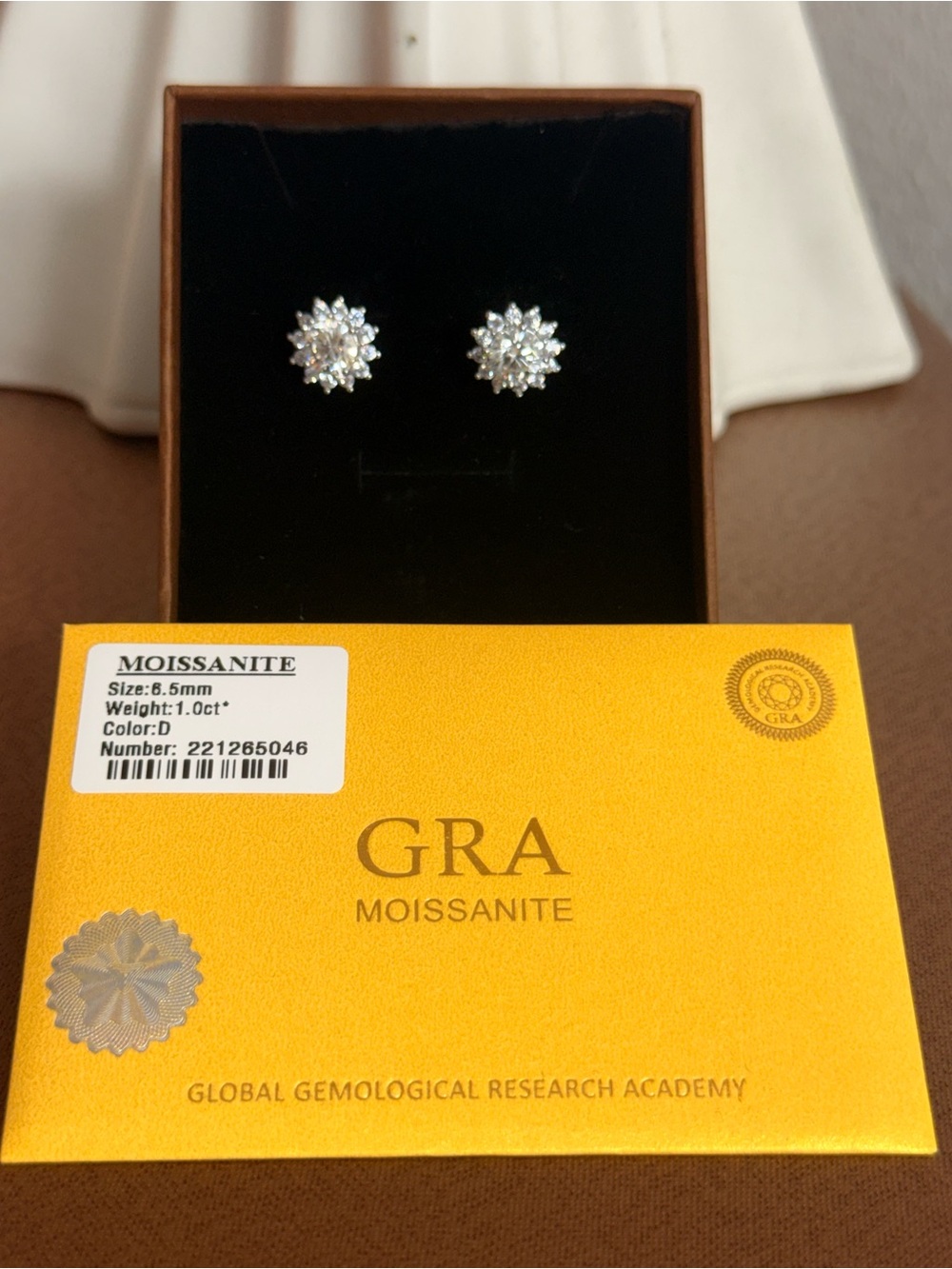 GRA Moissanite Flower Cluster Stud Earrings - White